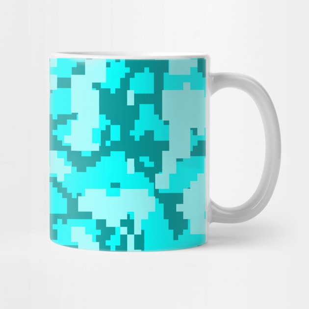 Turquoise blue Camo pattern digital Camouflage by Tshirtstory